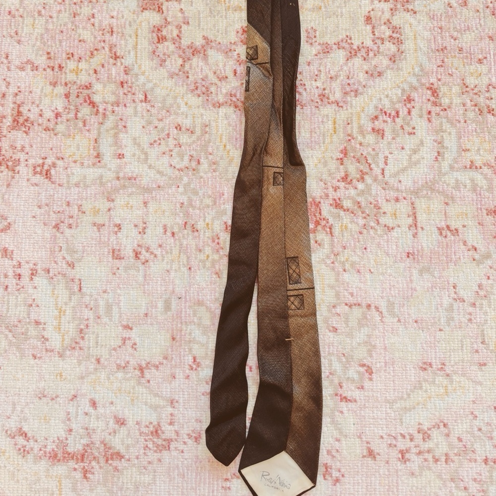 Roos/Atkins, Brown Vintage Hipster Patterned Tie - Picture 4 of 4